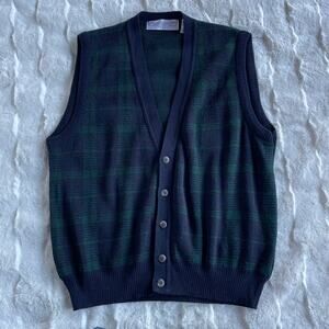🔥VTG Made In Italy John Ashford Blackwatch Tartan Plaid Classic Sweater Vest